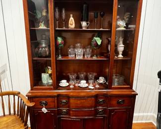 Vintage cherry, China cabinet buffet with hutch