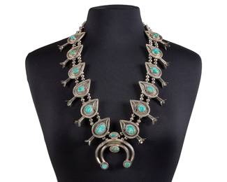 Sterling Silver  Turquoise Squash Blossom