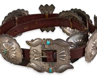 1960s Navajo Sterling  Turquoise Concho Belt