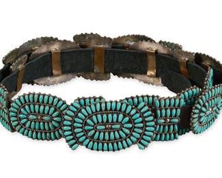 Navajo Sterling  Turquoise Concho Belt