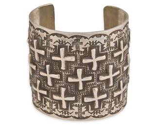Ronnie Willie, Navajo Sterling Silver Cross Cuff
