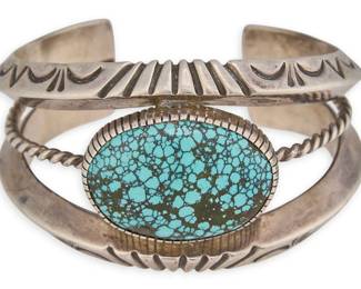 Naive American Sterling  Turquoise Cuff