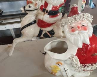 Plastic Santa on reindeer