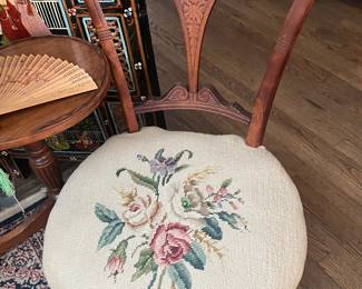 Parlor chair w needlepoint seat