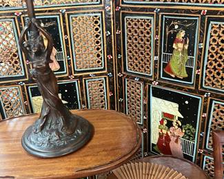 Triple wooden hand painted dressing screen
