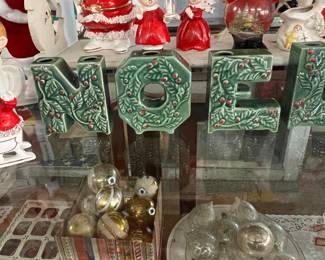 Green Holly Noel letters,Spaghetti Santa’ Banks