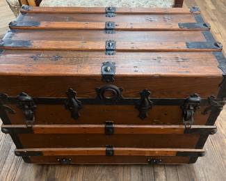 Early Wooden trunk with tray