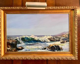 VINTAGE OIL ON CANVAS DEPICTING COASTAL SCENE