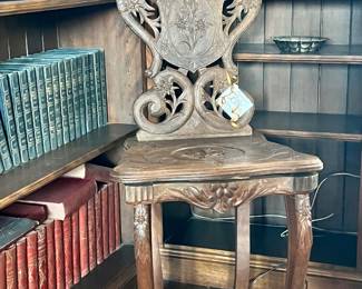 ANTIQUE BLACK FOREST SIDE CHAIR