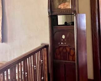 ANTIQUE GRANDFATHER CLOCK (CONTAINED A RADIO AT ONE TIME)