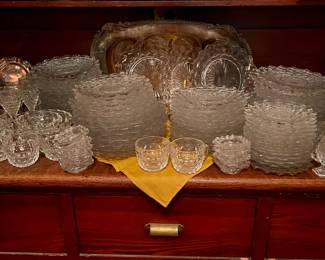 EXTREMELY LARGE COLLECTION OF OF FOSTORIA AMERICAN PATTERN GLASSWARE INCLUDING NUMEROUS HARD TO FIND PIECES