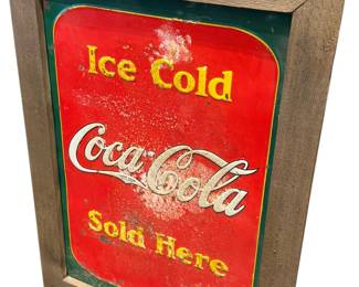 Early Coke sign in wood frame