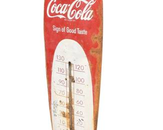 Early Coke cigar sign therometer