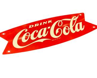 Early Porcelain coke fish tail sign from bottle rack