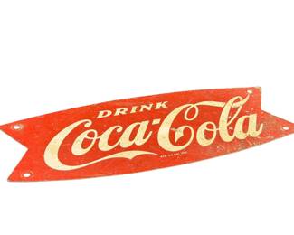 Early Porcelain coke fish tail sign from bottle rack
