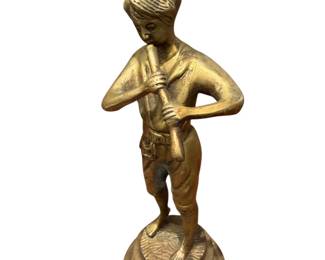Bronze statue boy w/flute