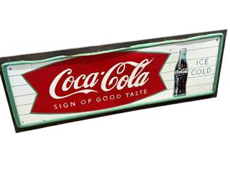Vintage Coke metal fish tail sign