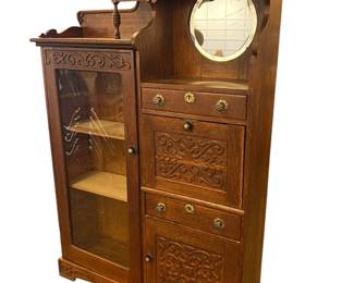 Oak side by side secretary desk & bookcase