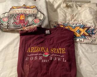 One Ladies 1997 ASU Rose Bowl Sweat Shirt And Two Mens ASU Championship TShirts