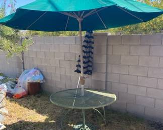 Umbrella Table With Two Umbrellas