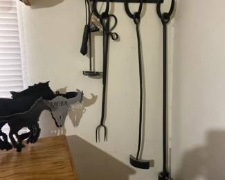 HandForged Iron Fireplace Tool Set And Some Decor