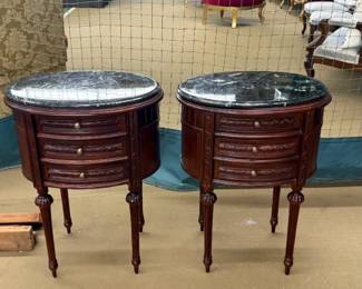 Pair of Marble Top Nightstands