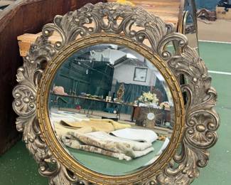 Ornate Gold Round Wall Mirror