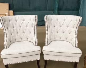 Pair of Tufted Wingback Accent Chairs