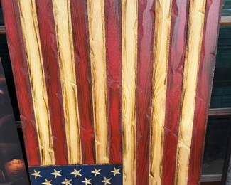 Handcrafted Rustic Wooden American Flag Wall Art