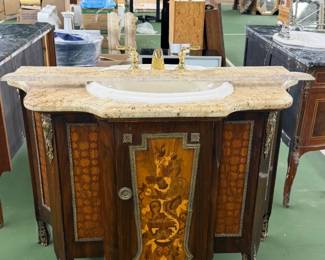 Antique Marble Top Vanity Sink