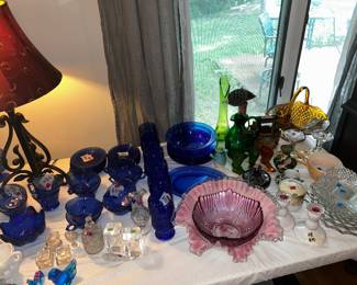Cobalt Blue dishes, Fenton