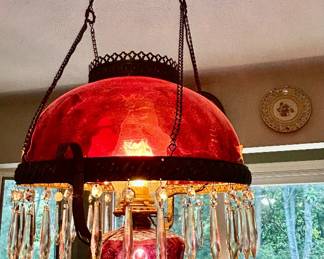 Antique Victorian Hanging Parlor Lamp