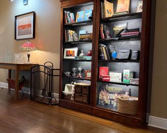 Large dual bookshelves with LED lighting