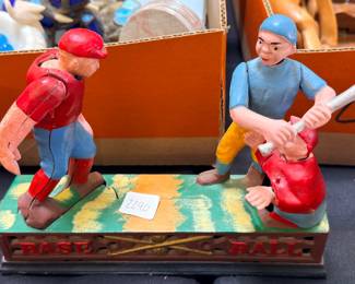 Base Ball Mechanical Bank Cast Iron