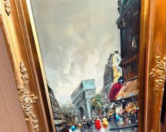 Framed Oil Painting Paris Scene