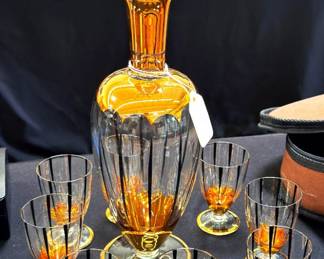 Vintage Gilt Decanter Set