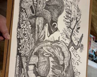 Bill Wall - Wildlife Print - Racoon and Bunny