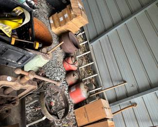 Wine making jugs, gas cans, cast iron pot and more!