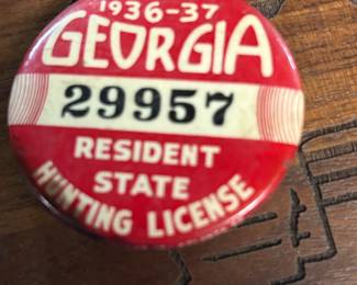 Very Rare 1936-1937 Georgia Resident State Hunting License Pin