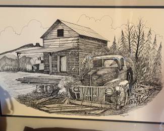 Framed Bill Wall Art - Truck and barn