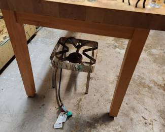Butchers table and outdoor burner