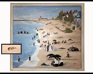 Signed Ellen Vintage Beach Painting