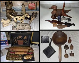 Tripple Trapple Wind Up Bear, Small Griswold Cast Iron Pan and Many More Cool Old Pcs