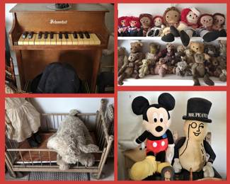 Schoenhut Toy Piano, Bears, Raggedy Anns and Vintage Toys