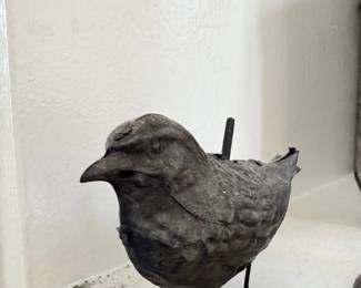 Cast metal bird sculpture garden figure