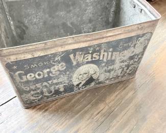 Antique George Washington Smoking Tobacco tin lunch box