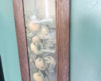 Framed lemon branch botanical print in oak frame