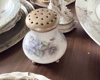 Antique hand-painted porcelain sugar shaker muffineer