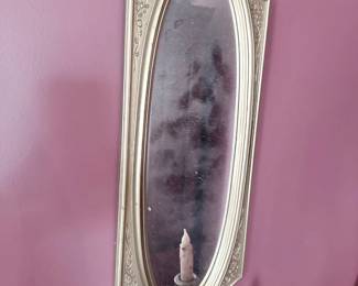 Antique narrow oval gilt-framed wall mirror