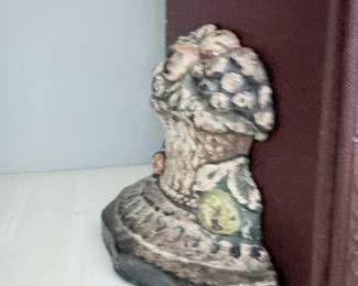 Antique cast iron figural bookend, painted